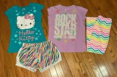 Hello Kitty Tee Xersion Shorts Girl's 7 8 T-Shirt Lot of 4 Top Legging Outfit