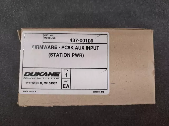 New, Dukane, 437-00109, Firmware PC6K Aux Input (STATION PWR)