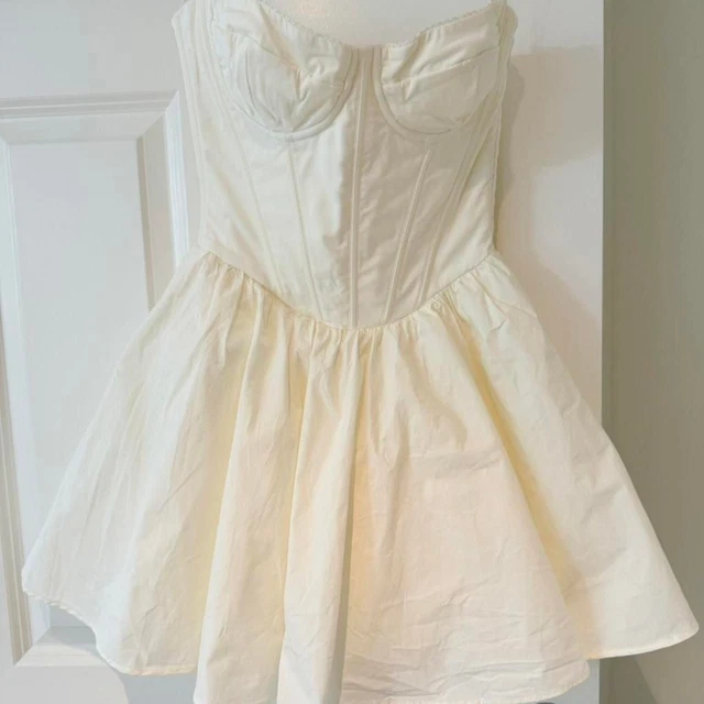 kristiana ivory cotton strapless corset mini dress House of CB