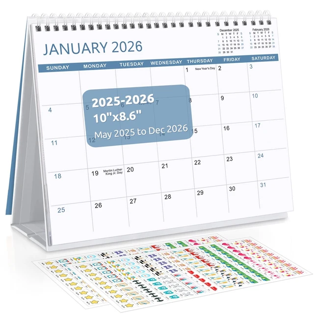 DESK CALENDAR 20252026, May 2025 to Dec 2026 20 Months Small Desk