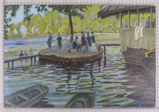 Pintado Vintage Firmado Reynaud Pintor Piamontés Cuadro Primavera Con Parco Bsn