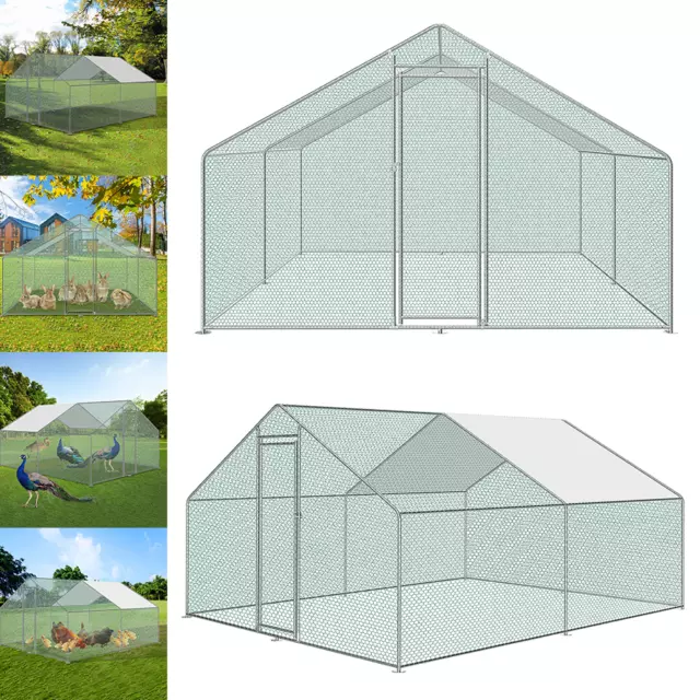 Freilaufgehege Freigehege Tierlaufstall Hühnerkäfig Hühnerstall mit Dach 3x4x2m