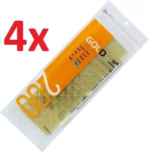 4x gelatina foglia senza glutine halal 40 gr 20 fogli foglie gelatina di manzo argento Regno Unito