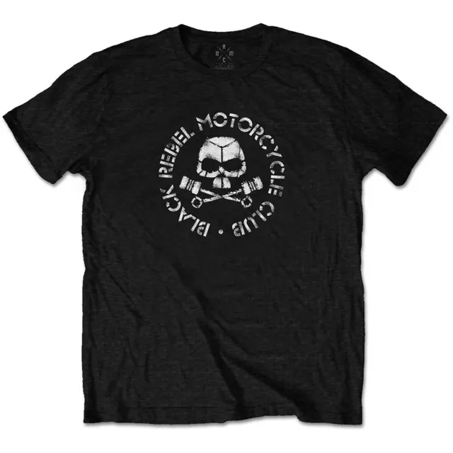 T-shirt unisex BLACK REBEL MOTO - teschio pistone - cotone nero