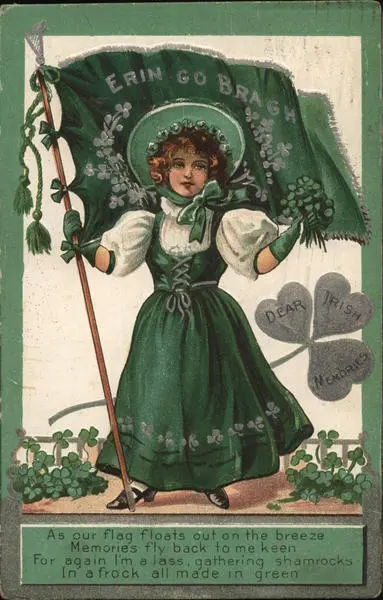 St. Patrick 1909 Erin Go Bragh Antique Postcard 1c stamp Vintage Post Card