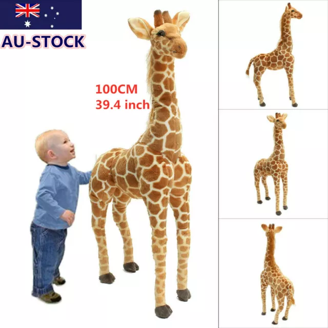 1M Giraffe Plush Doll Stand Large Cotton Animal Soft Stuffed Toy Kid Gift