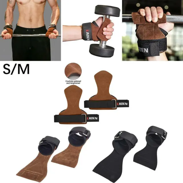 2 STÜCKE Rindsleder Gym Handschuhe Griffe Anti-Rutsch Gewicht Power Gürtel