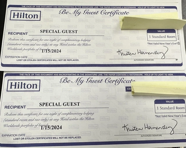 Free Night Certificate For Any Hilton Worldwide Hotel  Waldorf Astoria Conrad