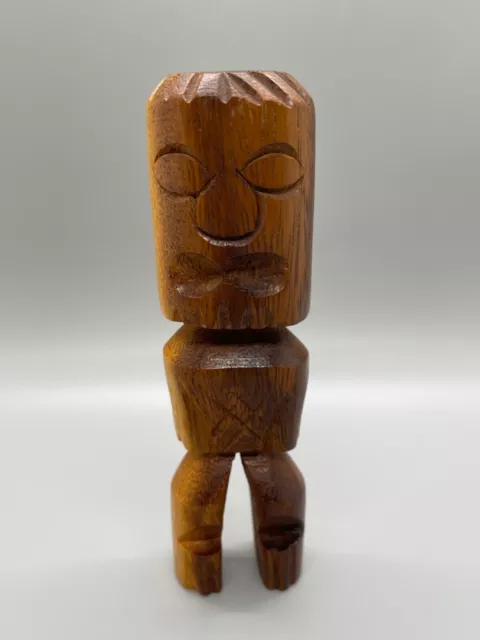 Vintage Wood Art Hand Carved Wooden Primitive Tiki Folk Art Handmade Figurine