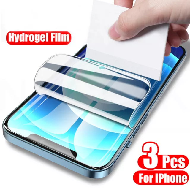 3PCS Soft Hydrogel Film Full Cover Clear Gel Screen Protector For Huawei iPhone