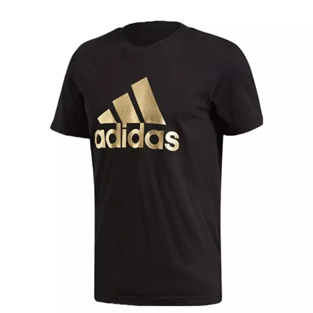 T SHIRT UOMO DONNA Adidas Oro Logo Maglia Nera Cotone EUR 16 11