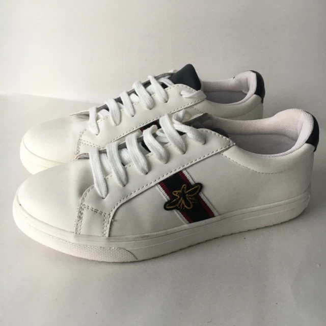 RIVER ISLAND SCARPE DA GINNASTICA DONNA scarpe da ginnastica ragazze tela bianco navy UK 3 in perfette condizioni