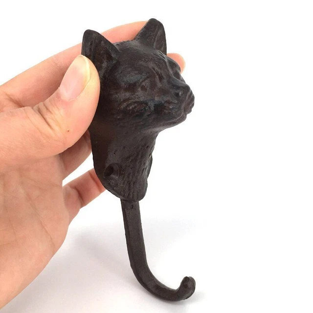 Antique Cast Iron Cat Head Coat Hook Shabby Chic Wall Mounted Hangers For Coats