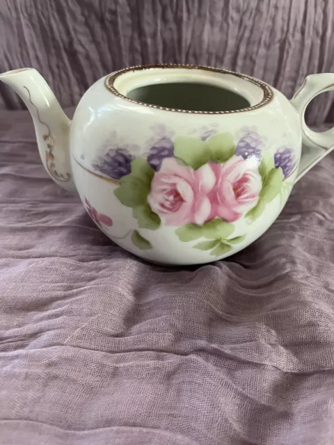 Vintage Hand Painted Tea pot Floral. Made In Nippon. No Lid