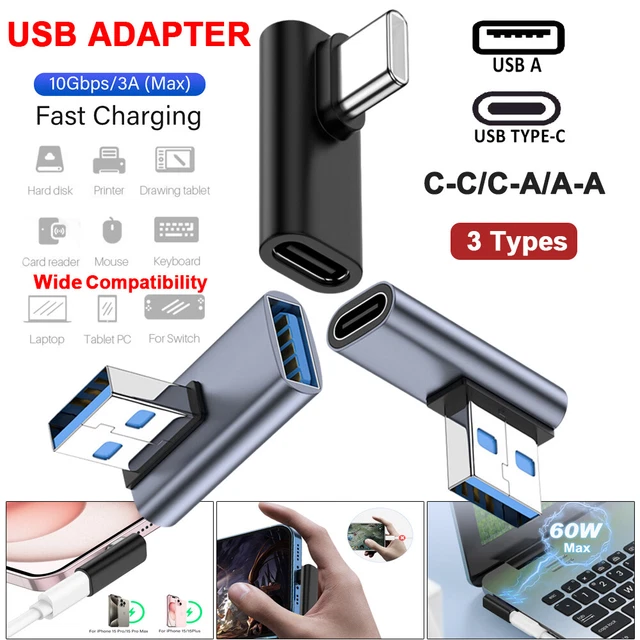 60W USB3.1 Gen2 USB C OTG Data Adapter USB A to Type C Fast Charging Converter