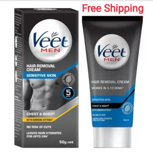 Crema depilación Veet para hombre piel sensible 50 g| 1XPack, 2X paquetes, 3X paquetes