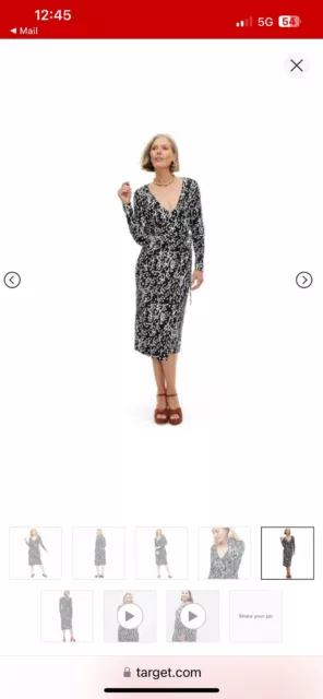 DVF Diane Von Furstenberg x Target L/S Midi SEA SPOTS Black  Wrap Dress  SMALL