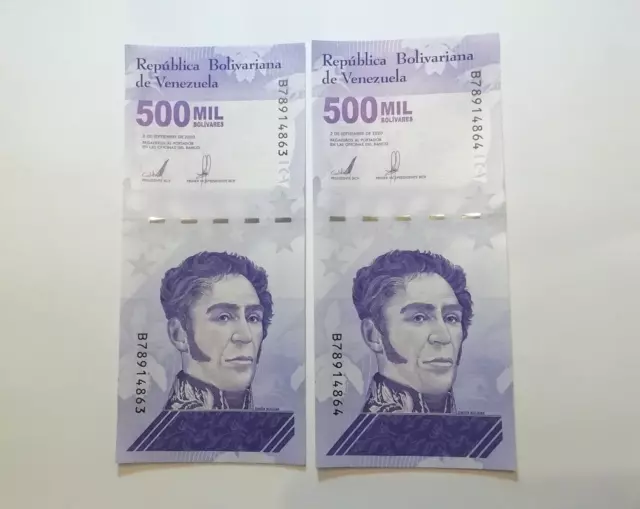 Banknoten Venezuela, 2 x 500.000 (500 Mil) Bolivares, 2017, unc.