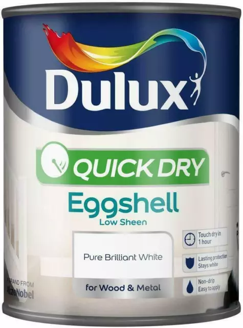 Dulux - Quick Drying Eggshell Paint For Wood & Metal - All Colours - 750ml