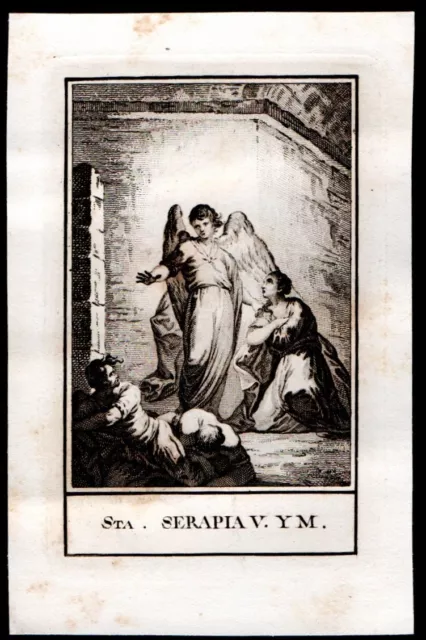 Antico inserzione 1800 de Sta Serapia V. y M. santino estampa holy card