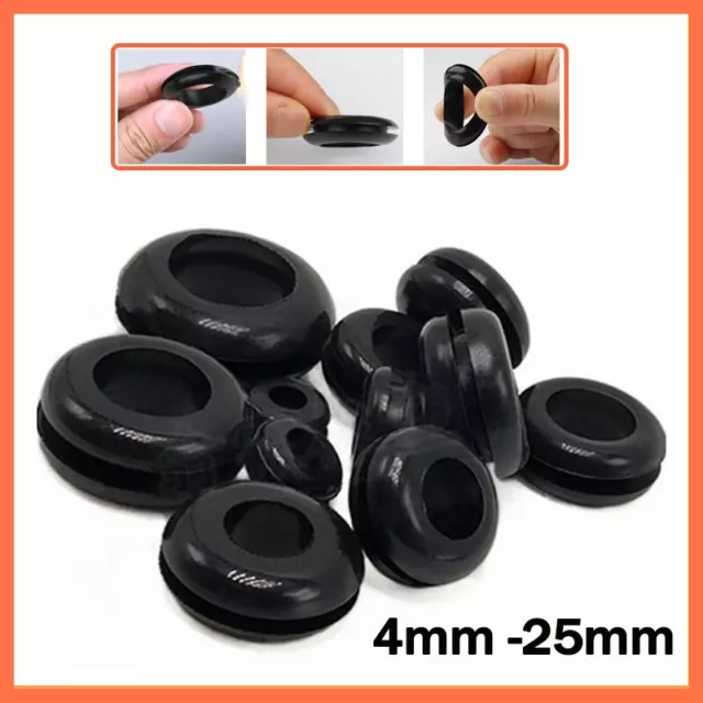 Auto Rubber Grommet Blanking Wiring Grommets Open Gromet Blind Plug Bungs 4-25mm