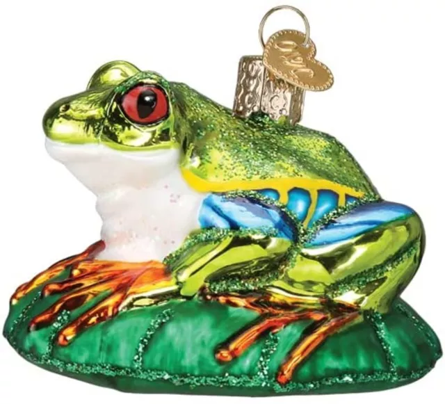 Old World Christmas RED-EYED TREE FROG (12632) Glass Ornament w/OWC Box