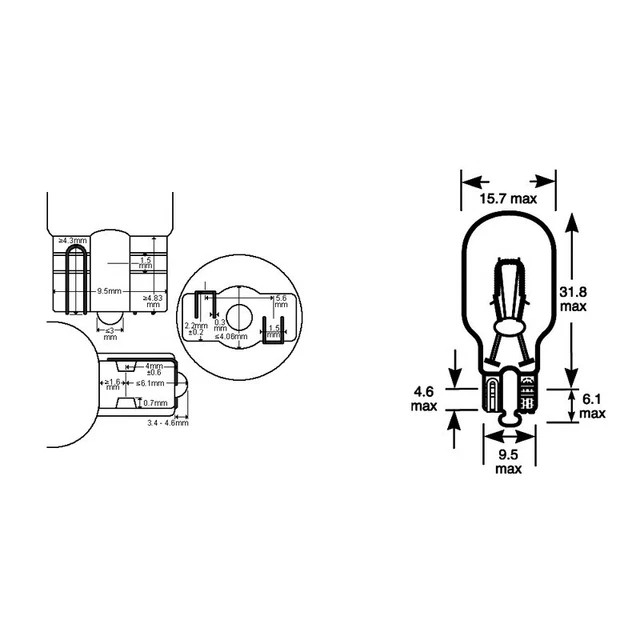 Okyami Scatola 10Pz lampadina 12v 18W T15Bianca