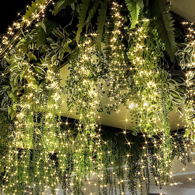 50LED Waterfall String Lights DIY Copper Wire Battery Outdoor Garden Christmas