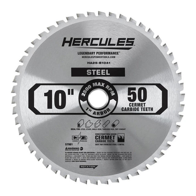 Hoja de sierra circular de corte de acero Hércules de 10 pulgadas 50T 57981
