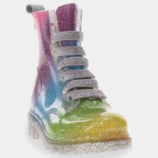 NEW Western Chief Toddler Girls' Ombre Rainbow Print Glitter Rain Boots Size 6