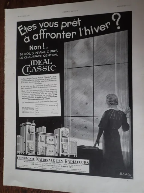 IDEAL CLASSIC chauffage+ BALTO par R. VINCENT publicité papier ILLUSTRATION 1933