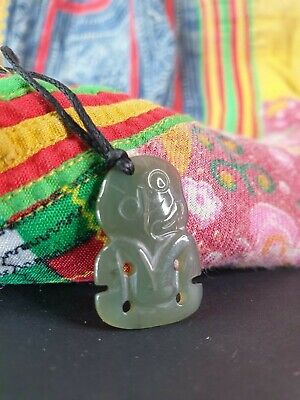 Old New Zealand Maori Greenstone Tiki on Cord …beautiful collection and accent