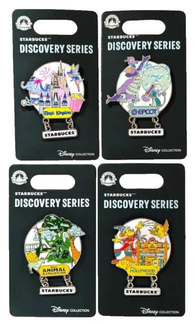 Walt Disney World 2024 Starbucks Discovery Series dangle LR Pin Set of 4