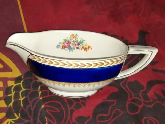 Wedgwood & Co Porcelain Gravy Boat Royal Blue Gold