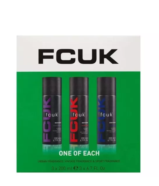 FCUK BODY SPRAY 3Pcs Mens Gift Set Body Spray 200ML Each (Urban ...