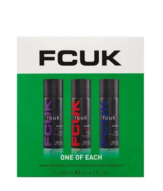 FCUK BODY SPRAY 3Pcs Mens Gift Set Body Spray 200ML Each (Urban