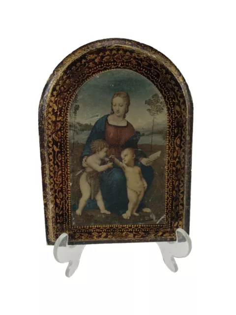 Vintage Florentino Virgin & Children Madonna Hand Made Hanging Plaque Italy