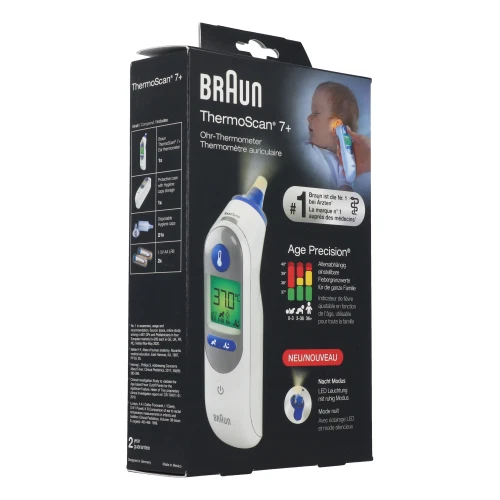 BRAUN THERMOSCAN 7+ Ear Thermometer with Age Precision White Edition ...