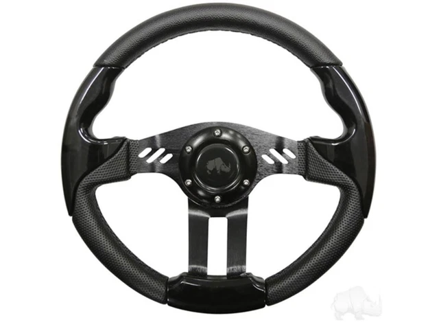 Golf Cart Steering Wheel- Black Grip/ Black Spokes 13" Diameter