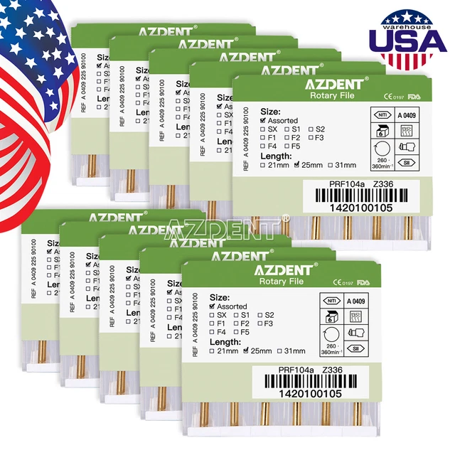 10x Dental Endodontic NiTi Engine Use Heat Activated Rotary Files SX-F3 25mm