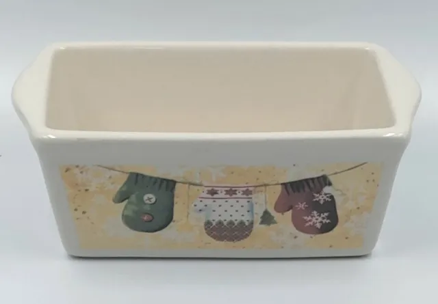 "Fantásticos pequeños mini pan de cerámica gres sartén guantes de Navidad Nantucket 3"" x 5"