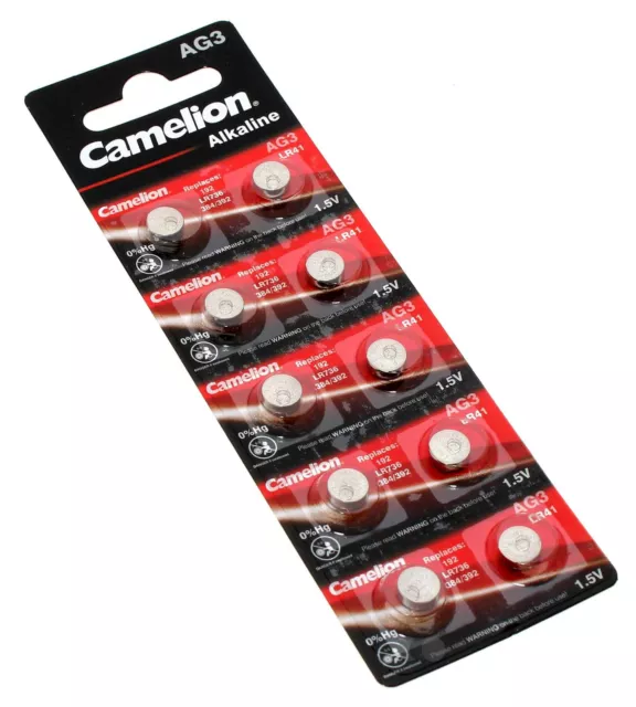 10x Camelion AG3 LR41 Alkaline Knopfzelle Batterie | 192 LR736 SR41W GP92A G3A 3