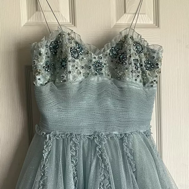 Jovani Blue Bejeweled Short Tulle Prom Dress 6