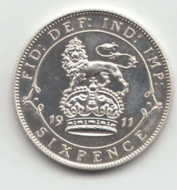 1911 George V Proof Silver Sixpence 6d - Very Rare.