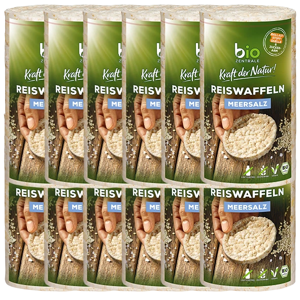biozentrale Reiswaffeln Meersalz, 100g, 12er Pack