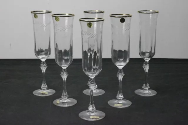 Set 6 Bicchieri Flute Cristallo Fratelli Fumo Champagne Italiani Crystal 24% Pbo