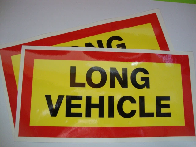 2x Long Vehicle Vinyl Stickers – 100mm X 200mm Glossy Decals For Trucks, Trailers & Cars