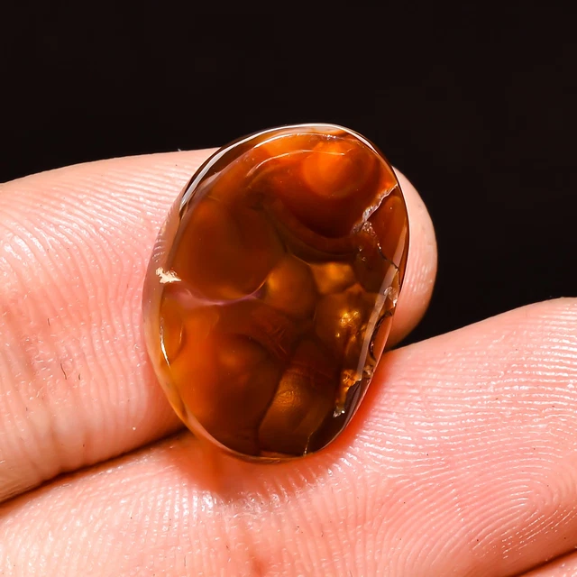 Agate De Feu Naturelle Mexicaine - 10,34 Carats, 24,8 X 11,5 Mm - Pierre Druzy éclatante