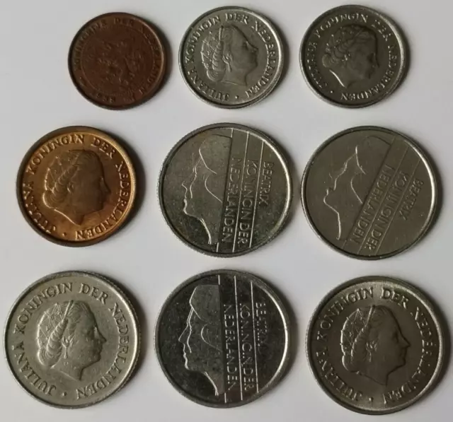 Lot de 9 pièces de monnaie des Pays-Bas