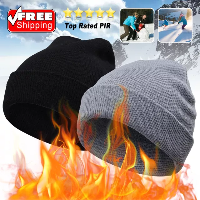 Beanie Hat Cap Cuff Plain Knit Ski Skull Winter Warm Slouchy Men Women Unisex